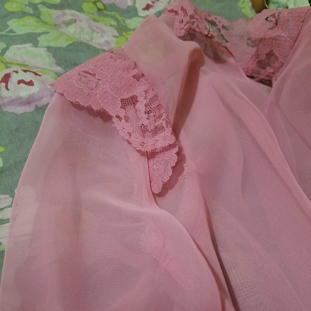 Vintage Victorian 70's/ 2 Piece Pink Maxi Dress - Picture 7 of 8